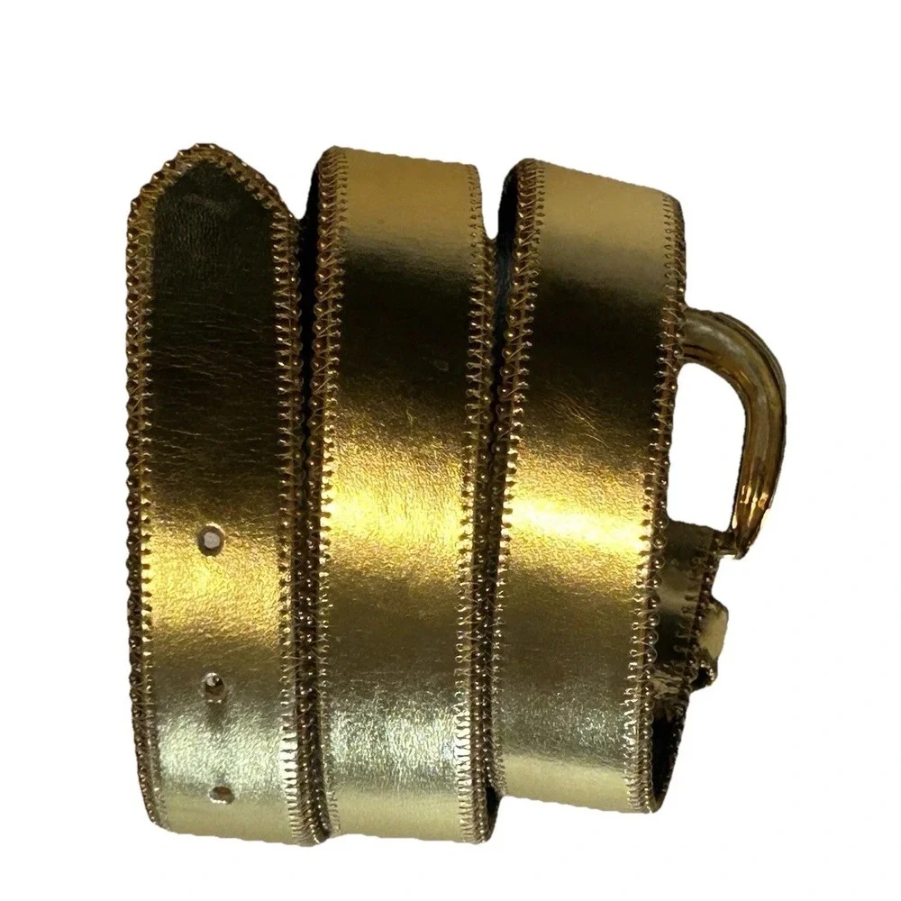 Two Blondes - Women's - Gold Colored Belt Genuine Soft Leather Buckle - 1